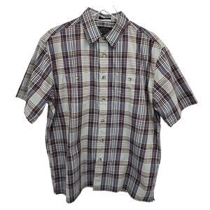 Pendleton Santiam shirt men's large plaid button front short sleeve gray NEW